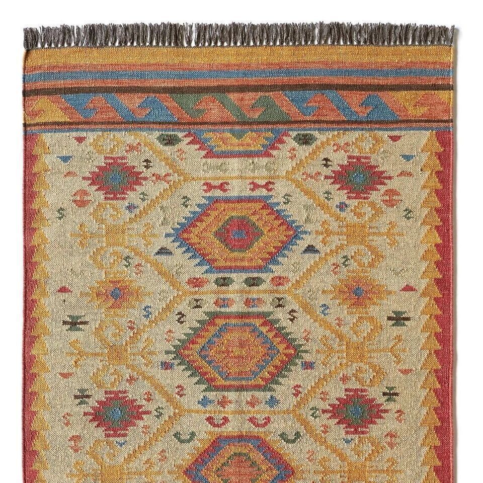 Ripaz Vogue Jute-Teppich, rechteckig, handgeflochten, modernes Design, für Wohnzimmer, Blau und Beige