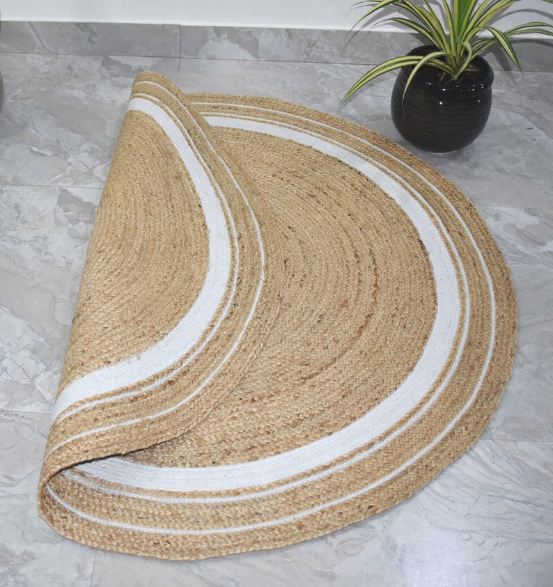 Ripaz Vogue Natural Jute Rug – Eco-Friendly Handmade Carpet Round, Rectangle