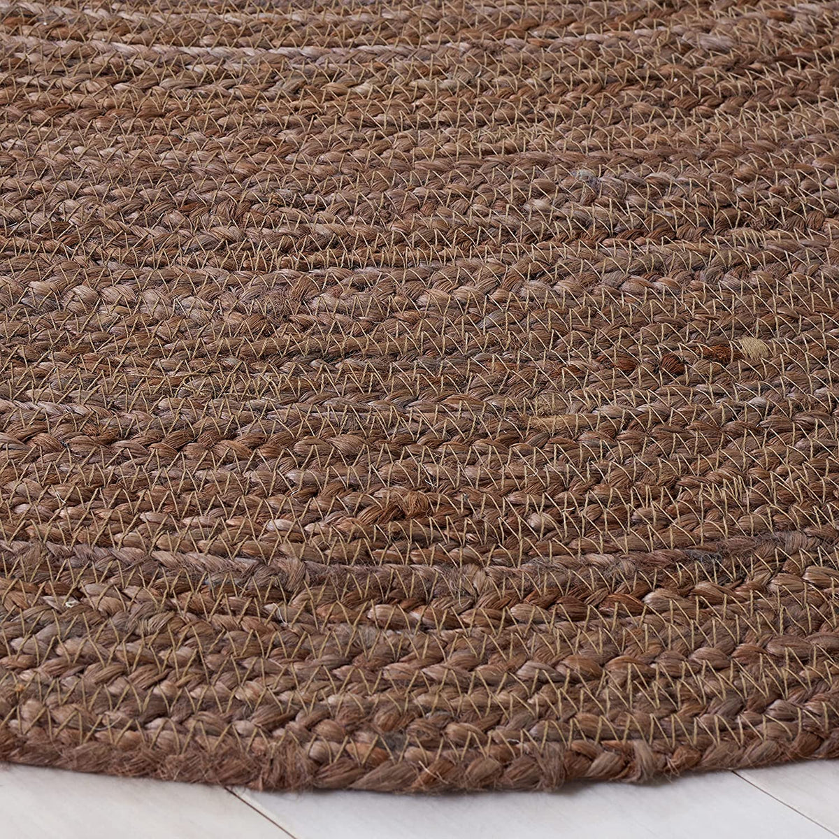 Ripaz Vogue - Handmade Natural Fiber Jute Rug Round Braided Area Carpet Boho Floor Decor