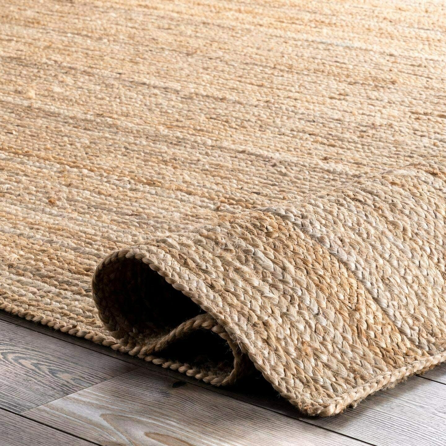 Jute-Teppich, rechteckig, handgeflochten, Bauernhaus-Jute-Teppich für Wohnzimmer, Flur, Schlafzimmer