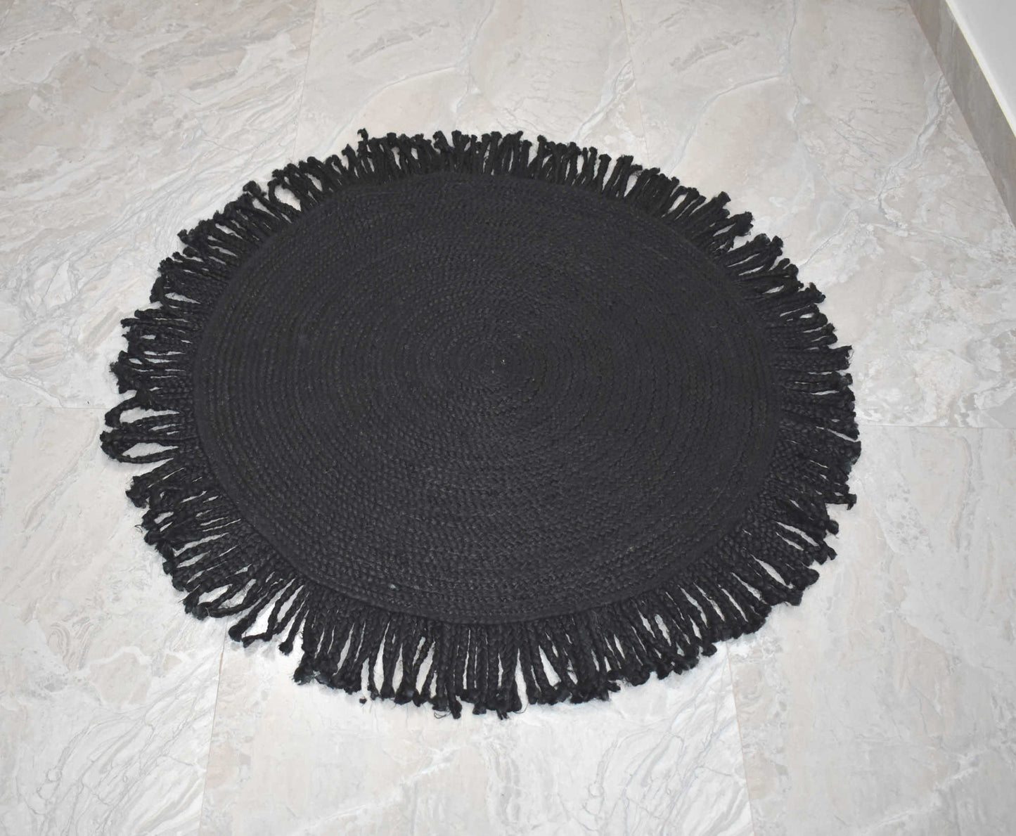 Ripaz Vogue - Floor Carpet 100% Natural Jute Hand Braided Latest Design Area Rug, Round, Black