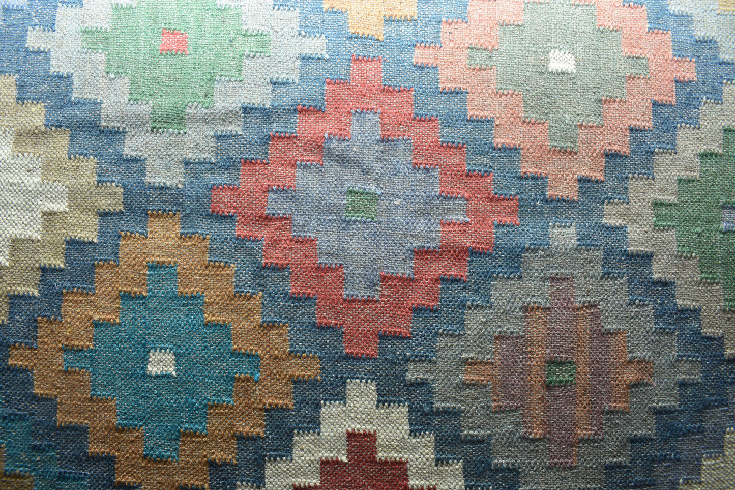 Wool Jute Rug Kilim Traditional Rustic Look Dhurrie Living Room Bedroom Carpet (KLM-09)