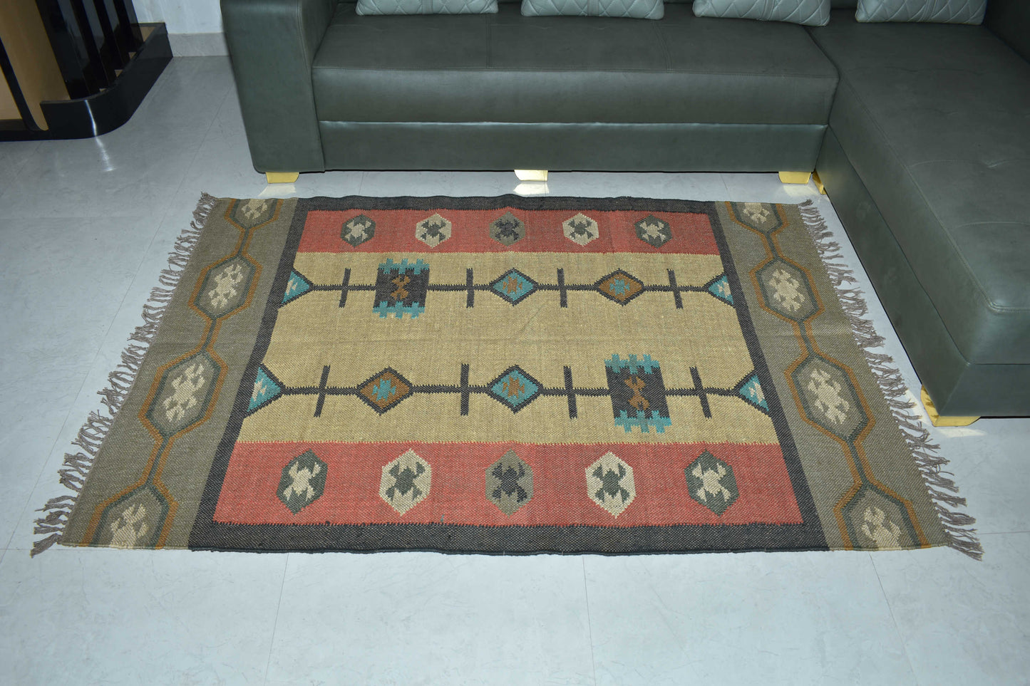 Carpet Wool & Jute Kilim Traditional Rustic Look Rug Living Room Bedroom Carpet