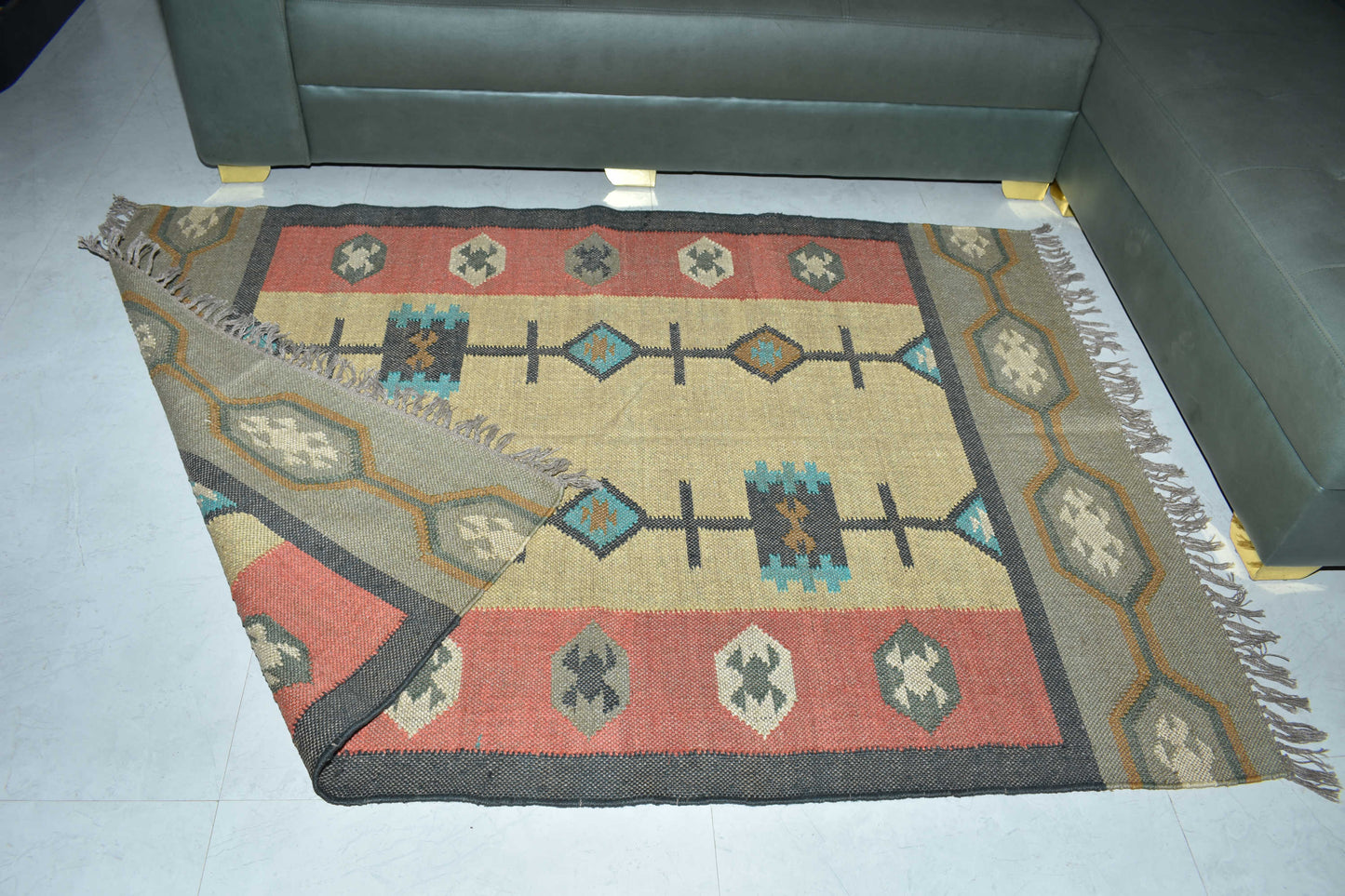 Carpet Wool & Jute Kilim Traditional Rustic Look Rug Living Room Bedroom Carpet