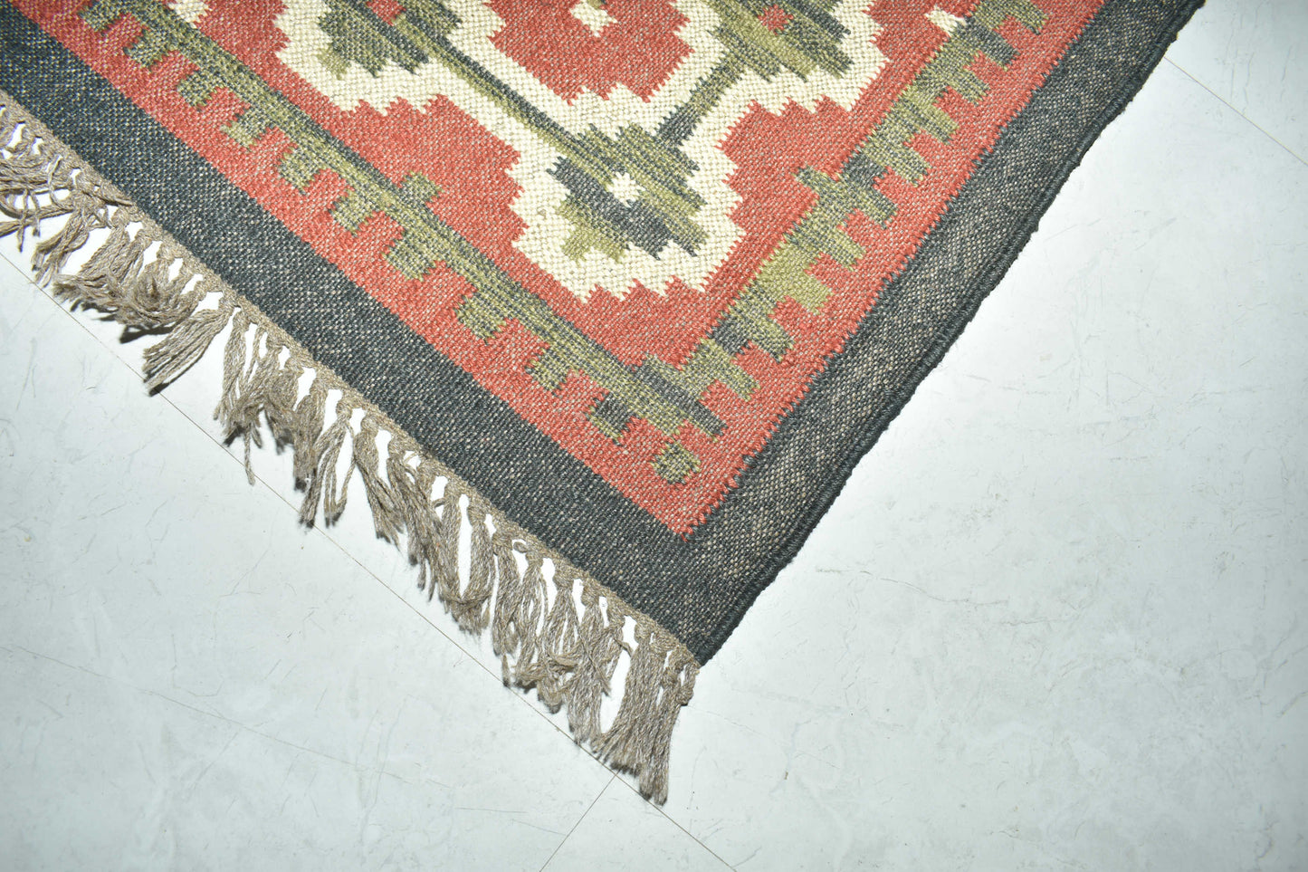 Wool Jute Rug Kilim Traditional Rustic Look Dhurrie Living Room Bedroom Carpet