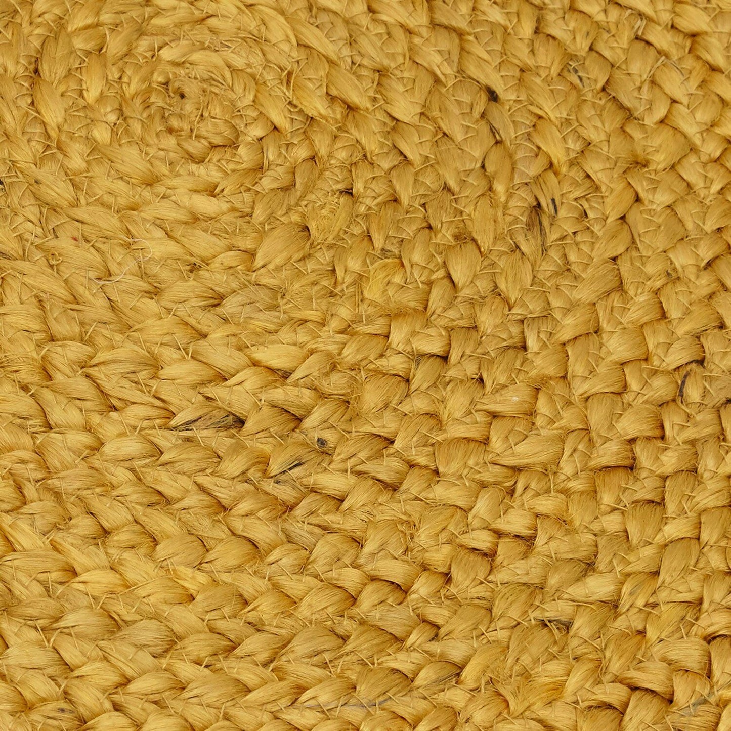 Ripaz Vogue - Rug Round in Jute Hand Braided Rustic Look Rug Yellow with Beige Border