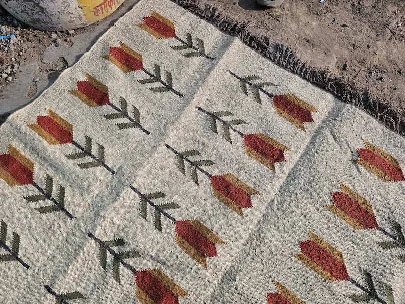 Ripaz Vogue Jute-Teppich, rechteckig, handgeflochten, modernes Design, für Wohnzimmer, Blau und Beige