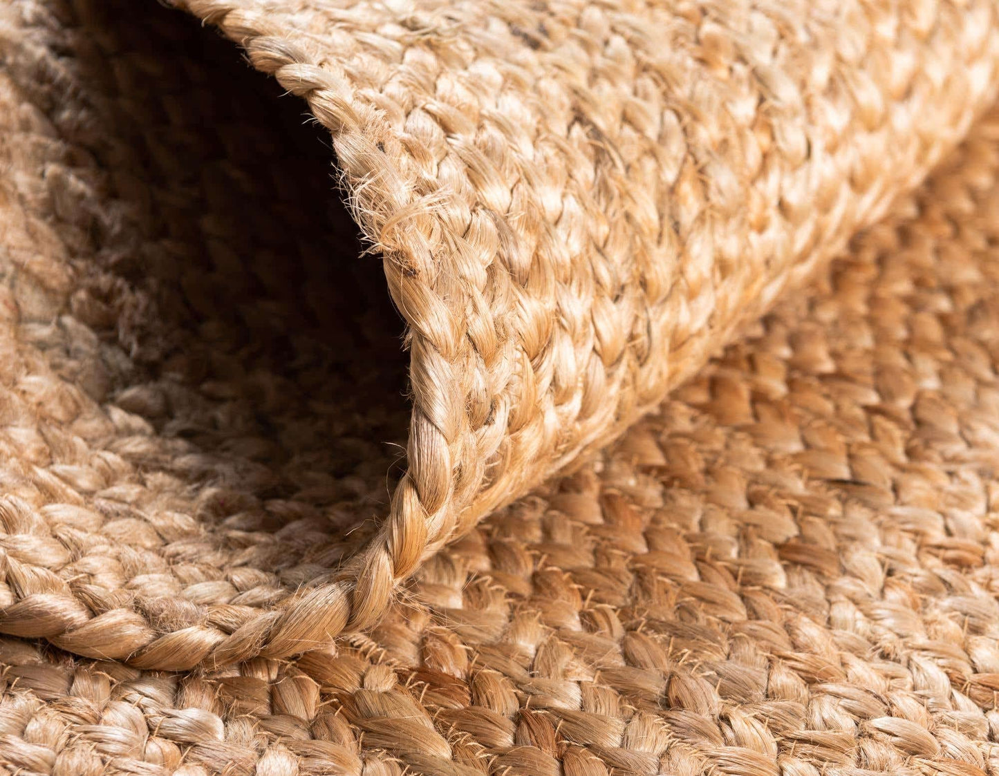 Ripaz Vogue Jute Rug Natural Jute Hand Braided Oval Shape Area Rug Hallway Rug Living Room Rug, Color - Beige + White Line