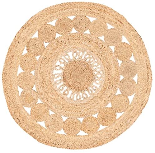 Jute Rug Circle Design Braided Eco-Friendly Round Jute Rug Handmade Bohemian Area Carpet