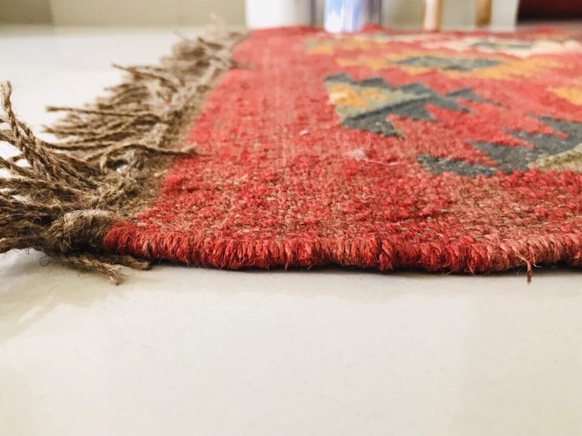 Ripaz Vogue Jute-Teppich, rechteckig, handgeflochten, modernes Design, für Wohnzimmer, Blau und Beige