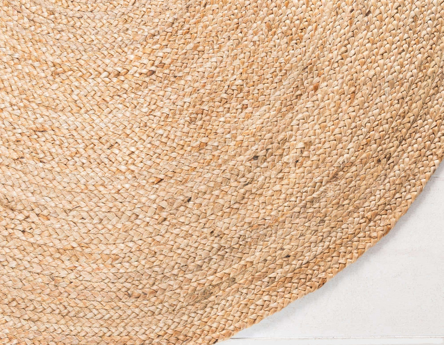 Ripaz Vogue Jute Rug Natural Jute Hand Braided Oval Shape Area Rug Hallway Rug Living Room Rug, Color - Beige + White Line