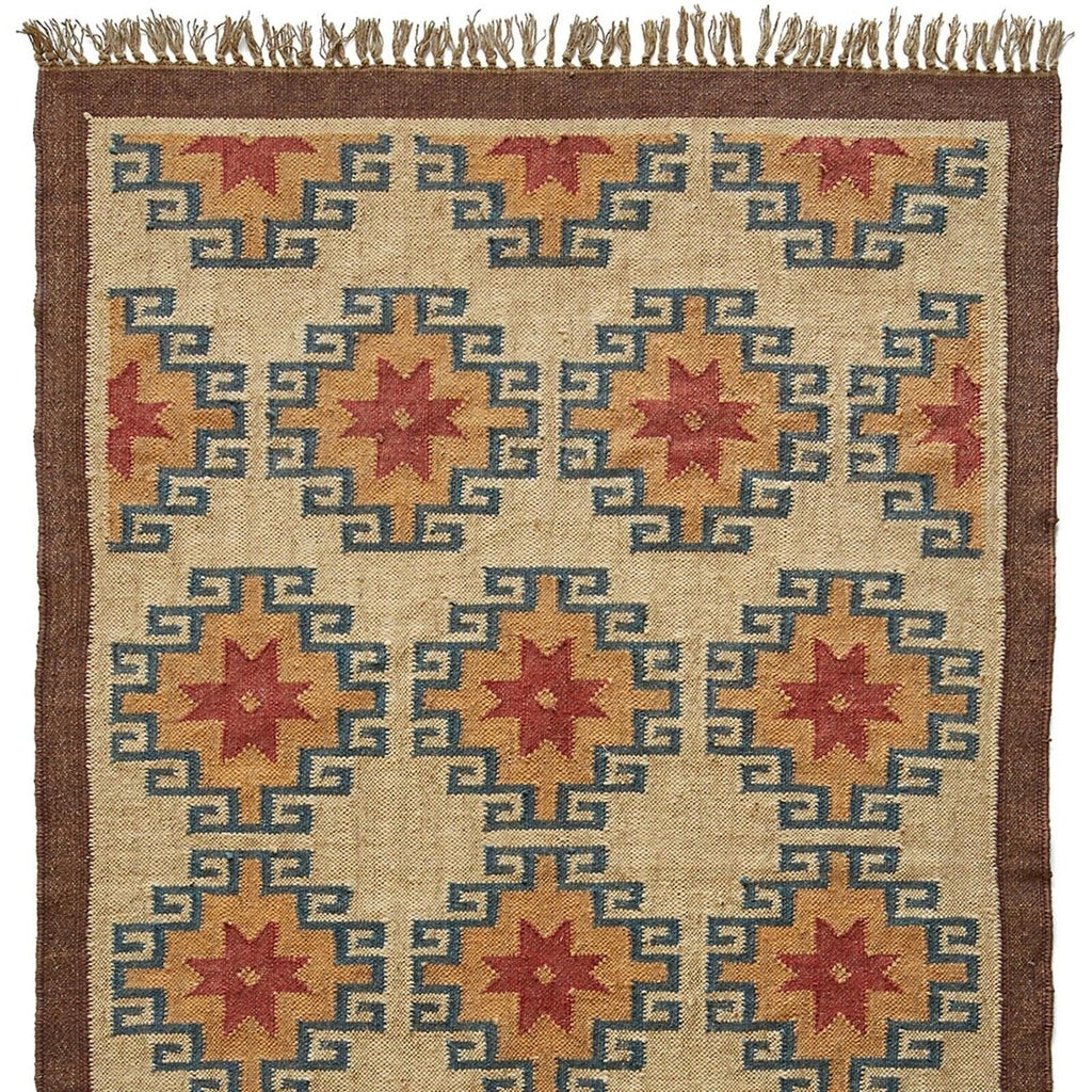 Tapis rectangulaire en jute naturel tressé à la main Ripaz pour décoration intérieure 