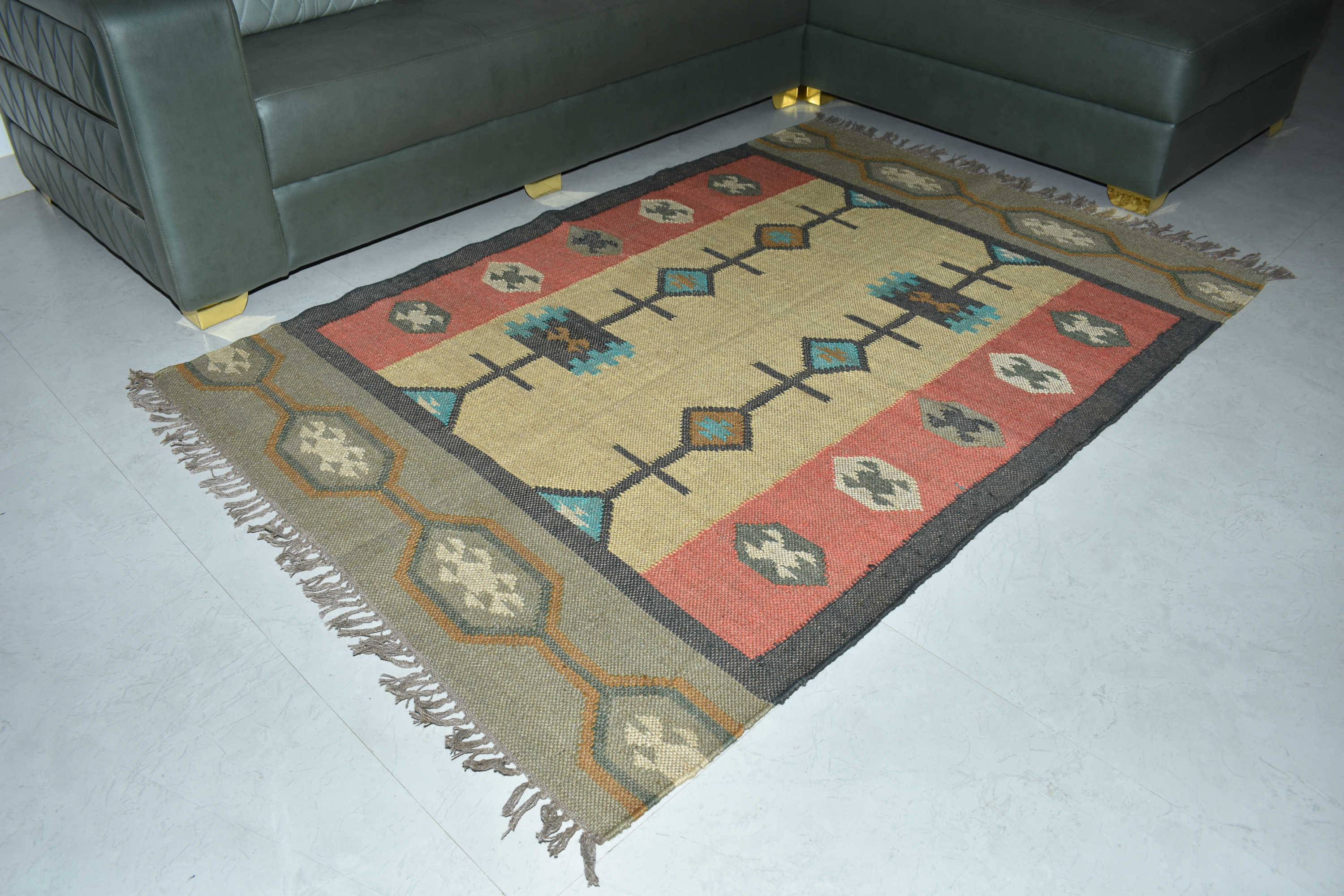 Carpet Wool & Jute Kilim Traditional Rustic Look Rug Living Room Bedroom Carpet