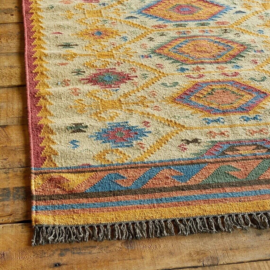 Ripaz Vogue Jute-Teppich, rechteckig, handgeflochten, modernes Design, für Wohnzimmer, Blau und Beige 