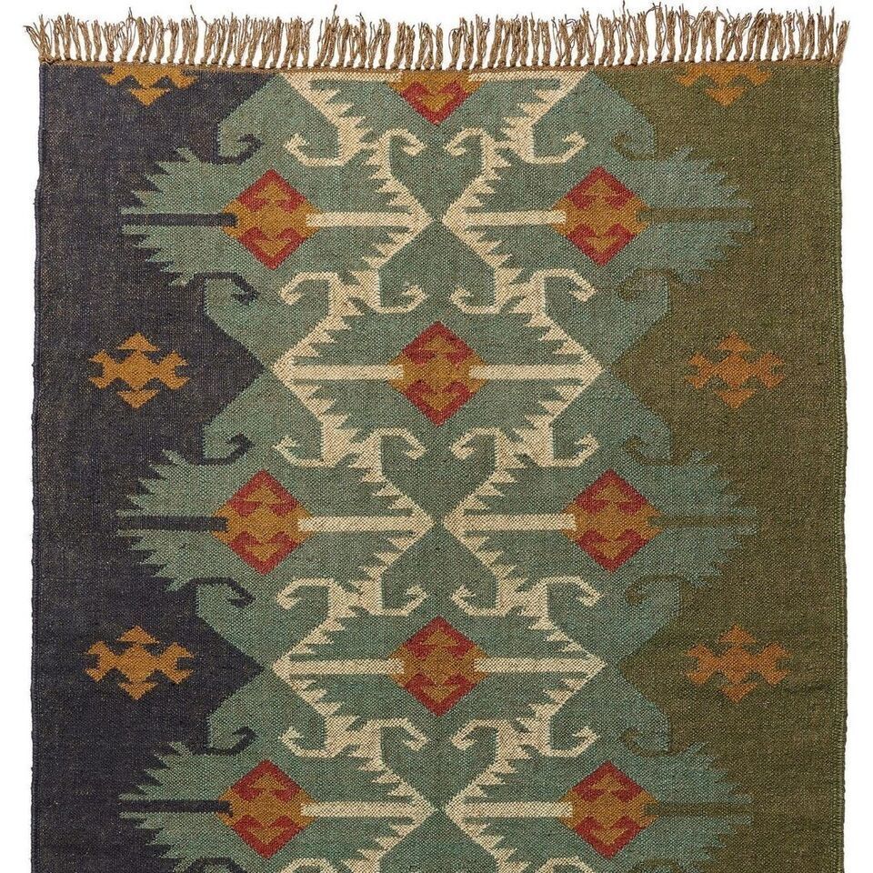 Ripaz Vogue Jute-Teppich, rechteckig, handgeflochten, modernes Design, für Wohnzimmer, Blau und Beige 