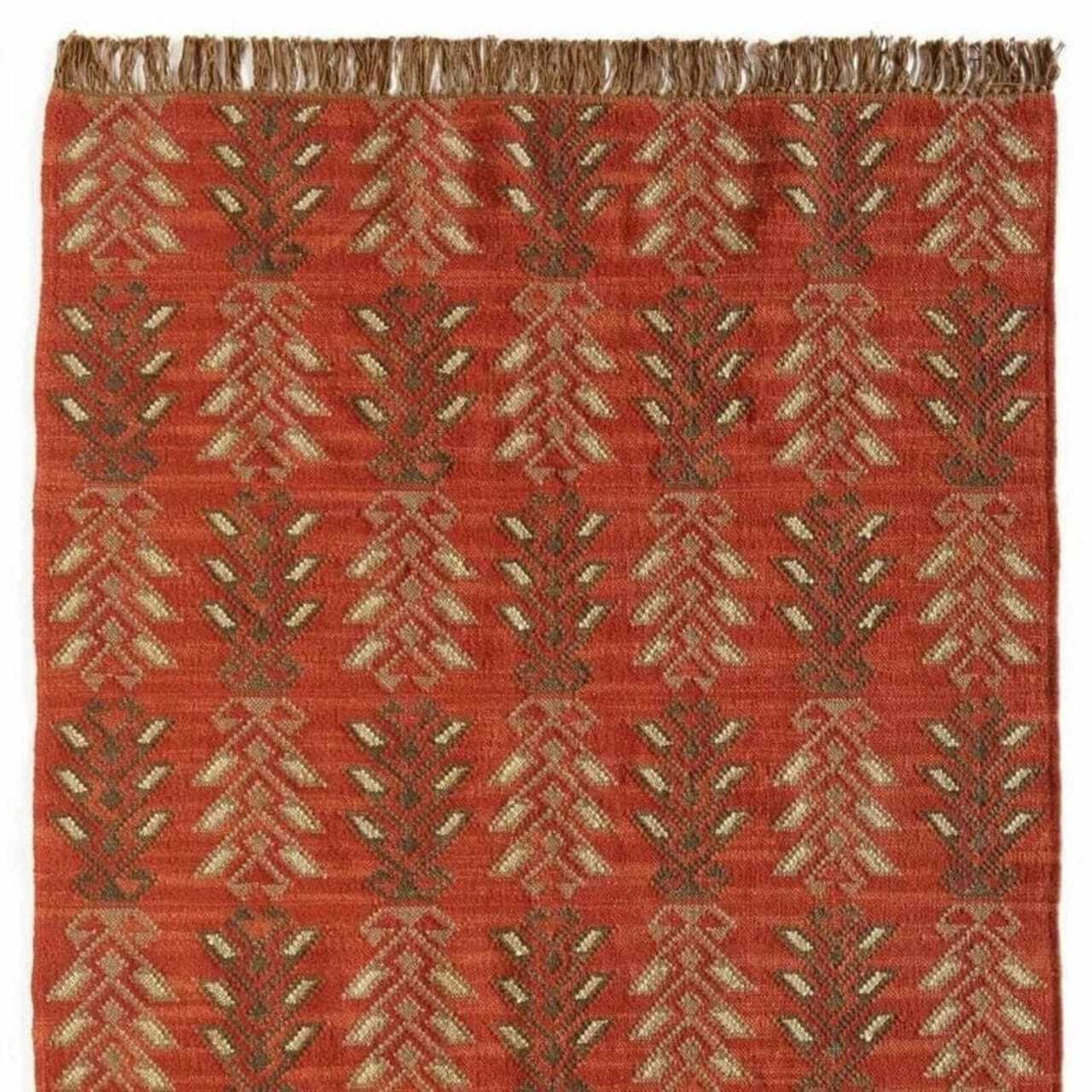 Wool Jute Rug Kilim Traditional Rustic Look Dhurrie Living Room Bedroom Carpet (KLM-37)