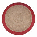 Ripaz Vogue - Tapis rond en jute tressé à la main aspect rustique beige avec bordure rouge 