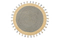 Ripaz Vogue - Tapis rond en jute tressé à la main aspect rustique beige avec bordure jaune 