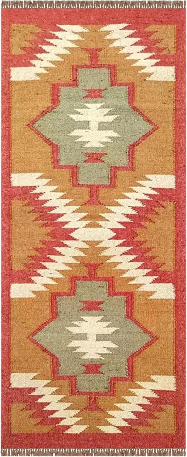 Ripaz Vogue Jute-Teppich, rechteckig, handgeflochten, modernes Design, für Wohnzimmer, Blau und Beige 