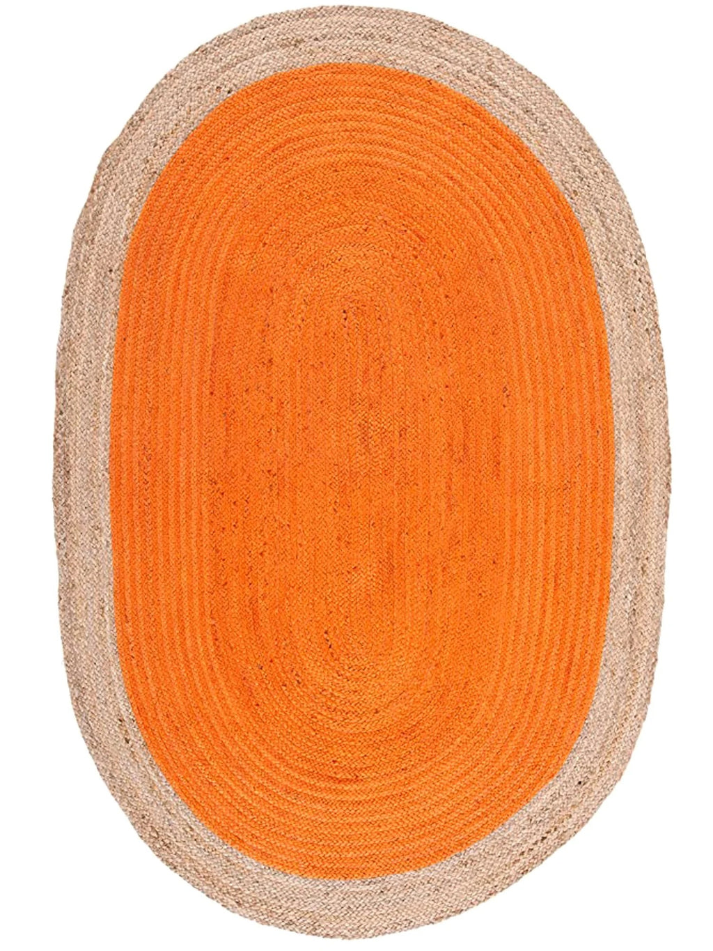 Oval Natural Jute Rug Handwoven Floor Mat Handmade Boho Area Carpet