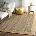 Rectangle Natural Jute Rug Handmade Boho Area Carpet