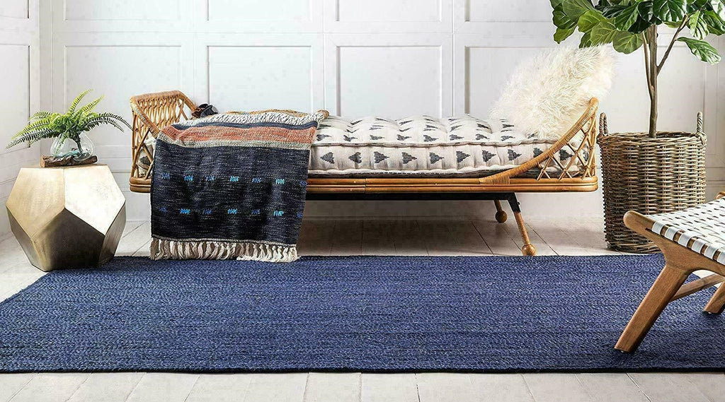 Natural Jute Rug Handwoven Modern Area Carpet Handmade Rustic Home Decor