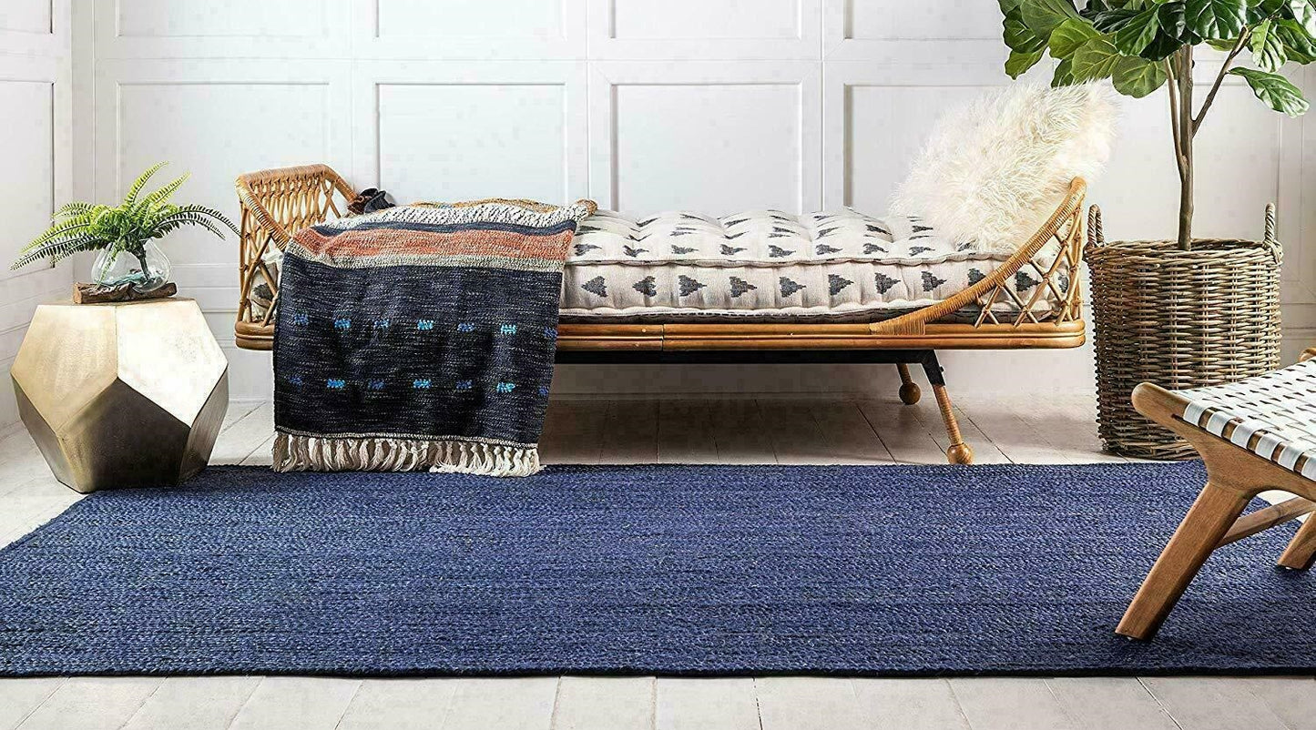 Natural Jute Rug Handwoven Modern Area Carpet Handmade Rustic Home Decor