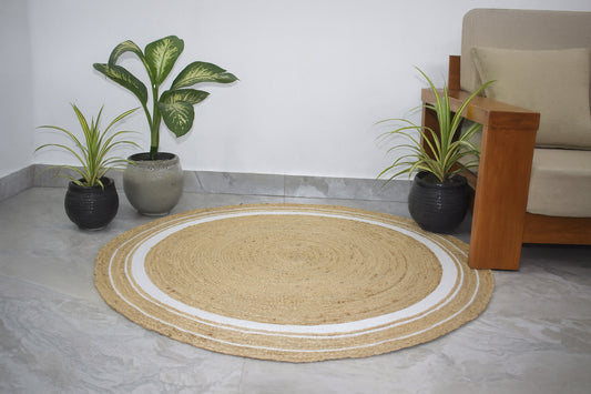Ripaz Vogue Natural Jute Rug – Eco-Friendly Handmade Carpet Round, Rectangle