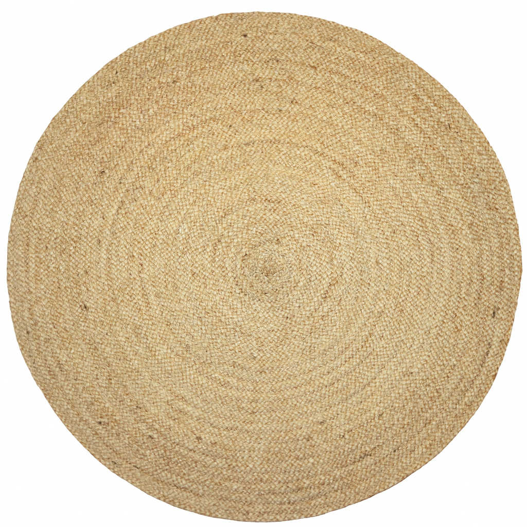 Ripaz Vogue - Tapis rond en jute tressé à la main aspect rustique beige avec bordure jaune 