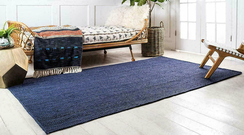 Natural Jute Rug Handwoven Modern Area Carpet Handmade Rustic Home Decor