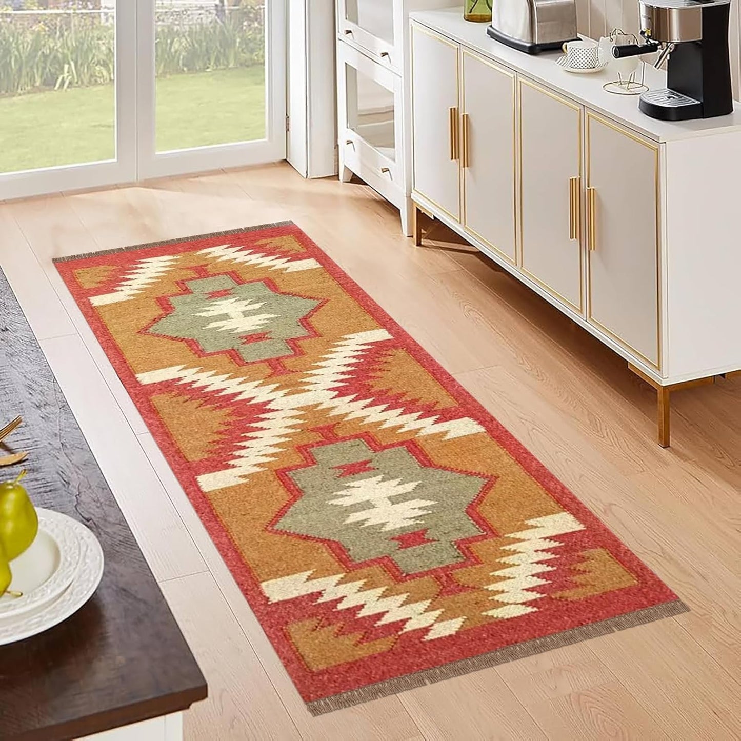 Ripaz Vogue Jute-Teppich, rechteckig, handgeflochten, modernes Design, für Wohnzimmer, Blau und Beige 