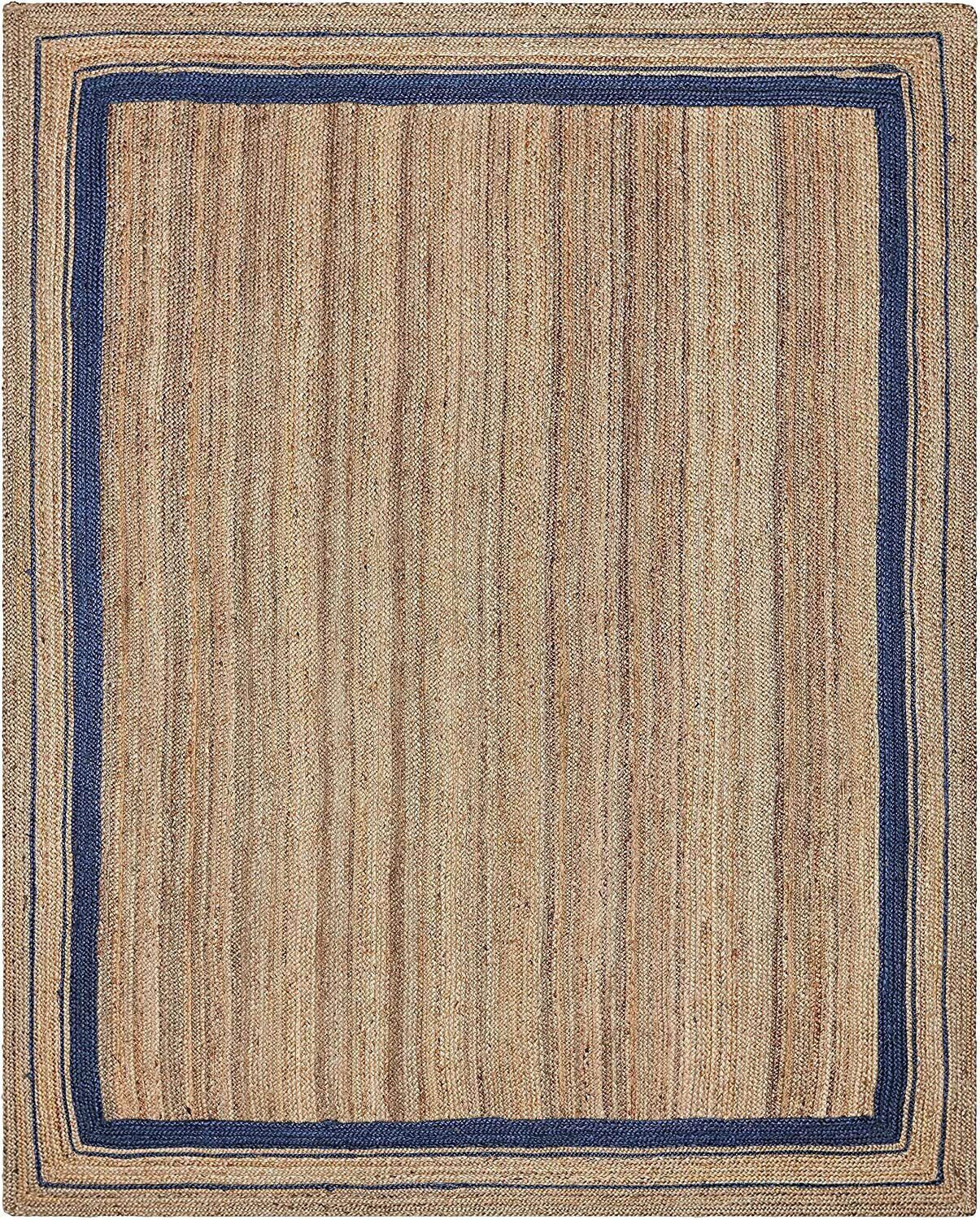 Handwoven Natural Jute Area Rug Rustic Farmhouse Decor