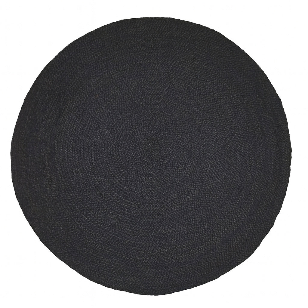 Rustic Jute Rug for Living Room – Eco-Friendly Woven Decor Round Carpet, Black Dye