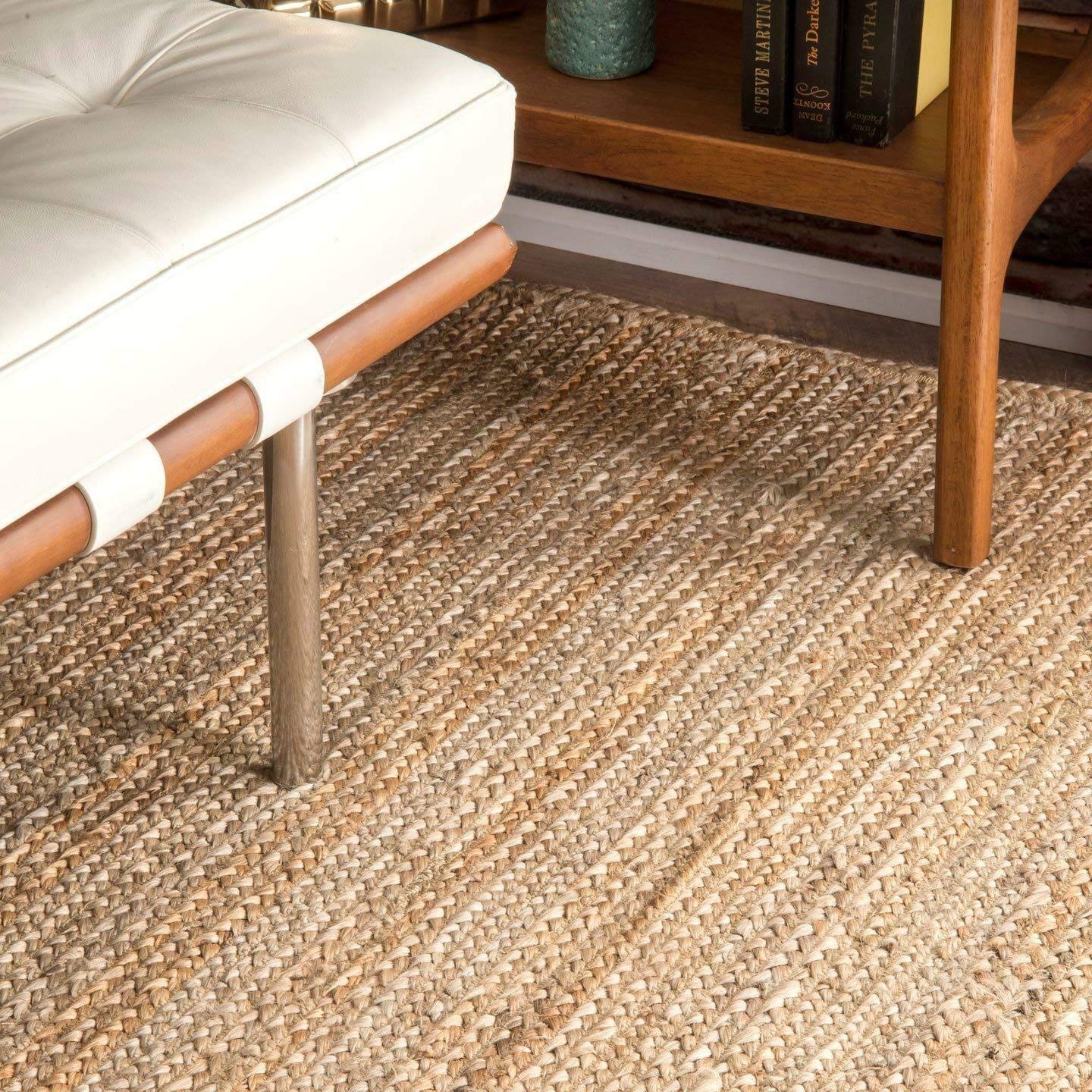 Jute-Teppich, rechteckig, handgeflochten, Bauernhaus-Jute-Teppich für Wohnzimmer, Flur, Schlafzimmer 