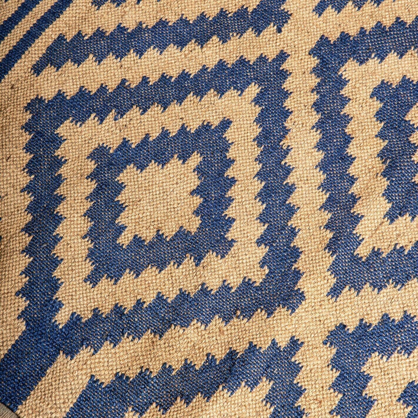 Ripaz Vogue Jute-Teppich, rechteckig, handgeflochten, modernes Design, für Wohnzimmer, Blau und Beige 