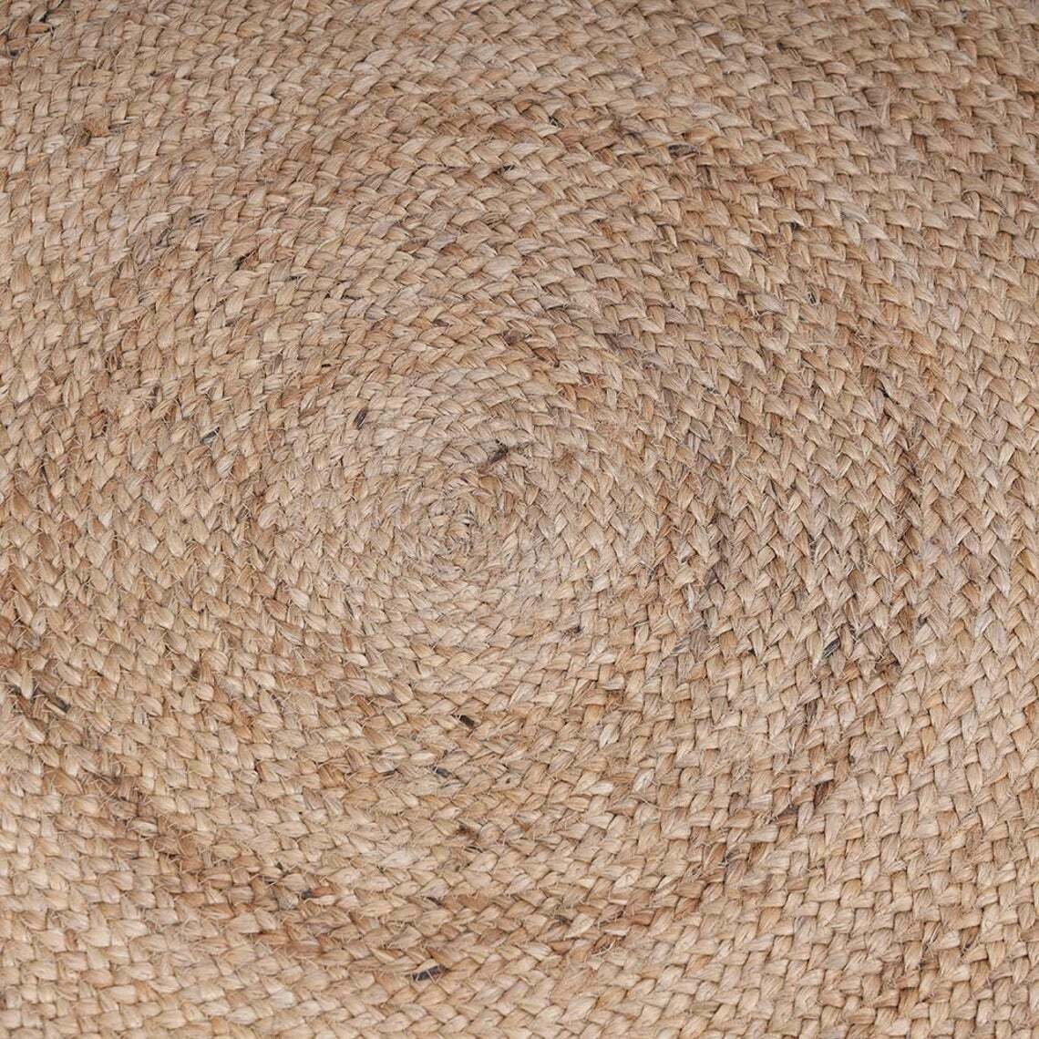 Ripaz Vogue - Runder Teppich aus Jute, Schwarz mit beigem Rand, handgefertigt 