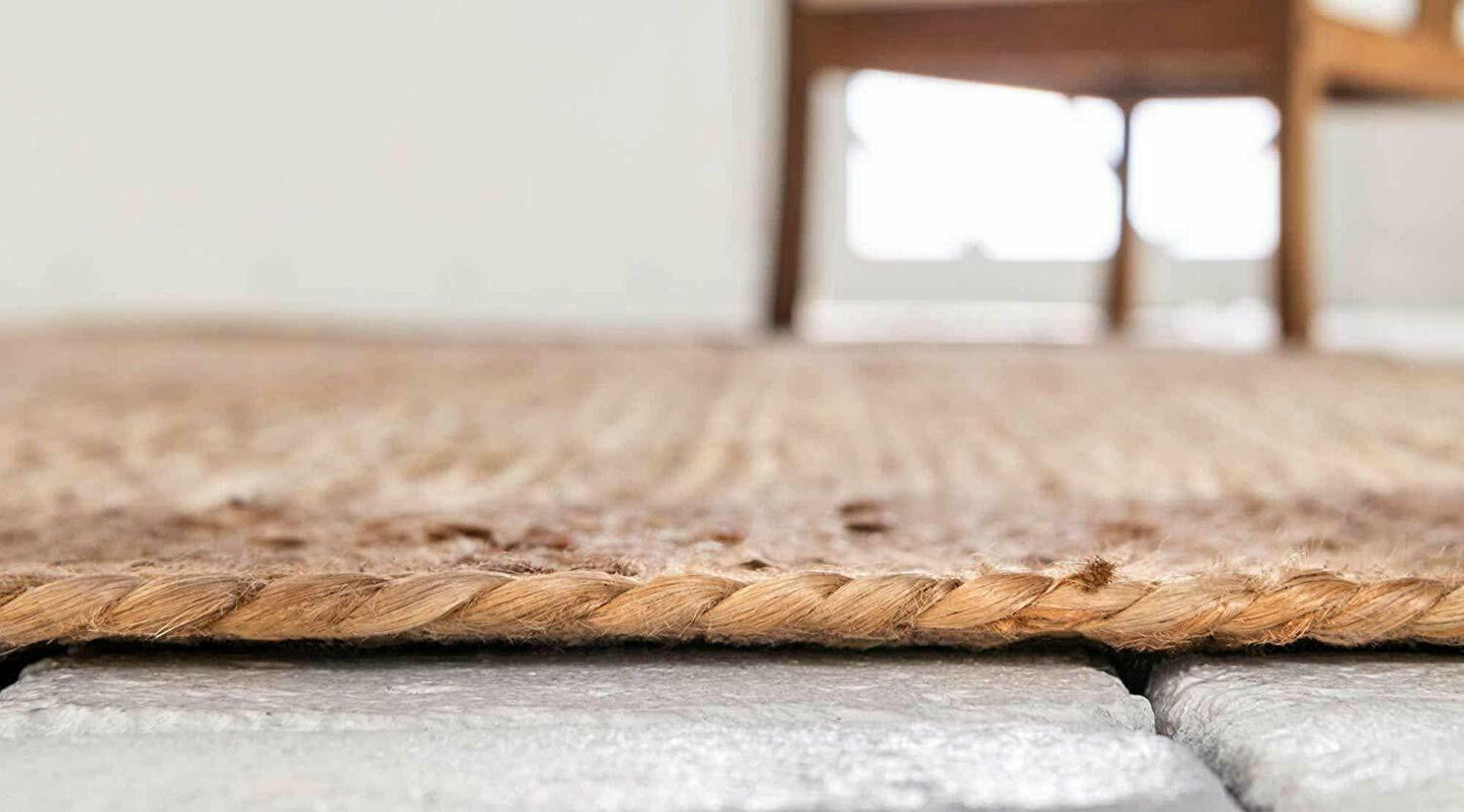 Jute-Teppich, rechteckig, handgeflochten, Bauernhaus-Jute-Teppich für Wohnzimmer, Flur, Schlafzimmer 