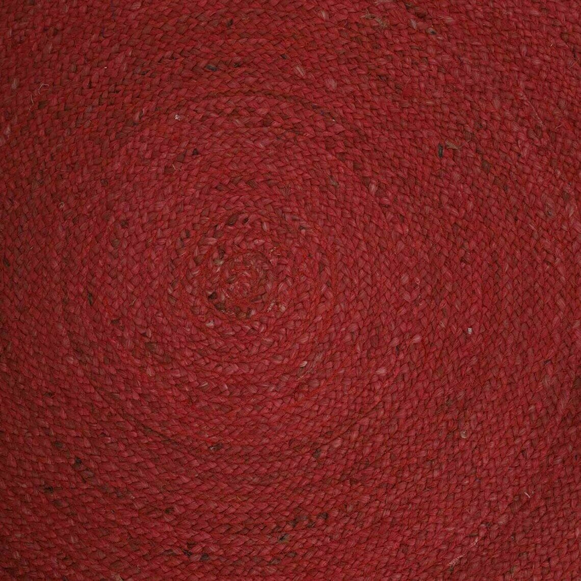 Ripaz Vogue - Tapis rond en jute tressé à la main, aspect rustique, rouge avec bordure beige 