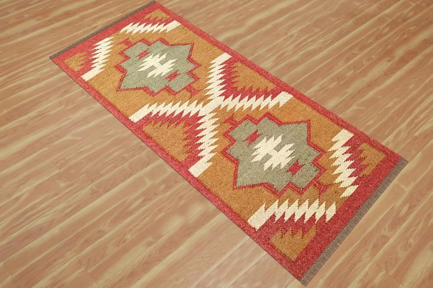 Ripaz Vogue Jute-Teppich, rechteckig, handgeflochten, modernes Design, für Wohnzimmer, Blau und Beige 