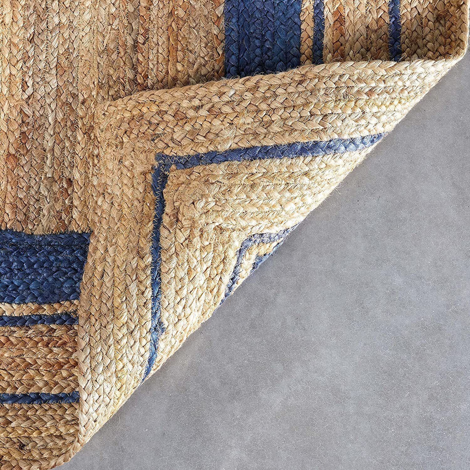 Handwoven Natural Jute Area Rug Rustic Farmhouse Decor