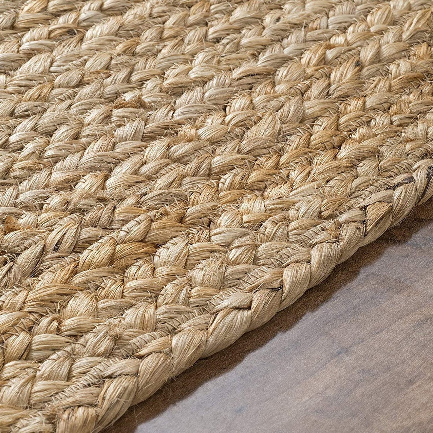 Jute-Teppich, rechteckig, handgeflochten, Bauernhaus-Jute-Teppich für Wohnzimmer, Flur, Schlafzimmer 