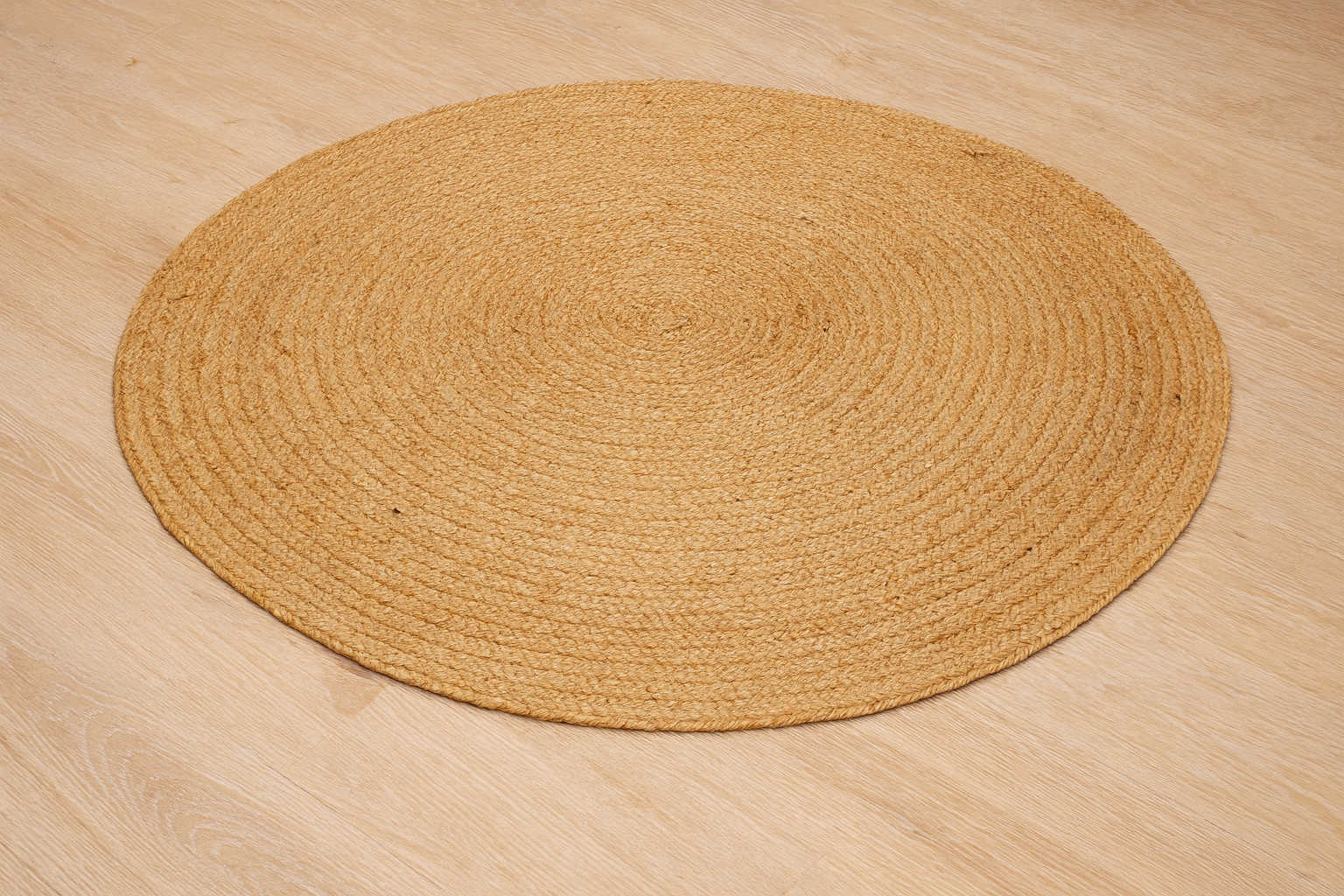 Ripaz Vogue - Tapis rond en jute tressé à la main aspect rustique beige avec bordure jaune 