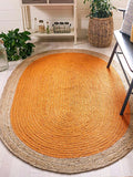 Oval Natural Jute Rug Handwoven Floor Mat Handmade Boho Area Carpet