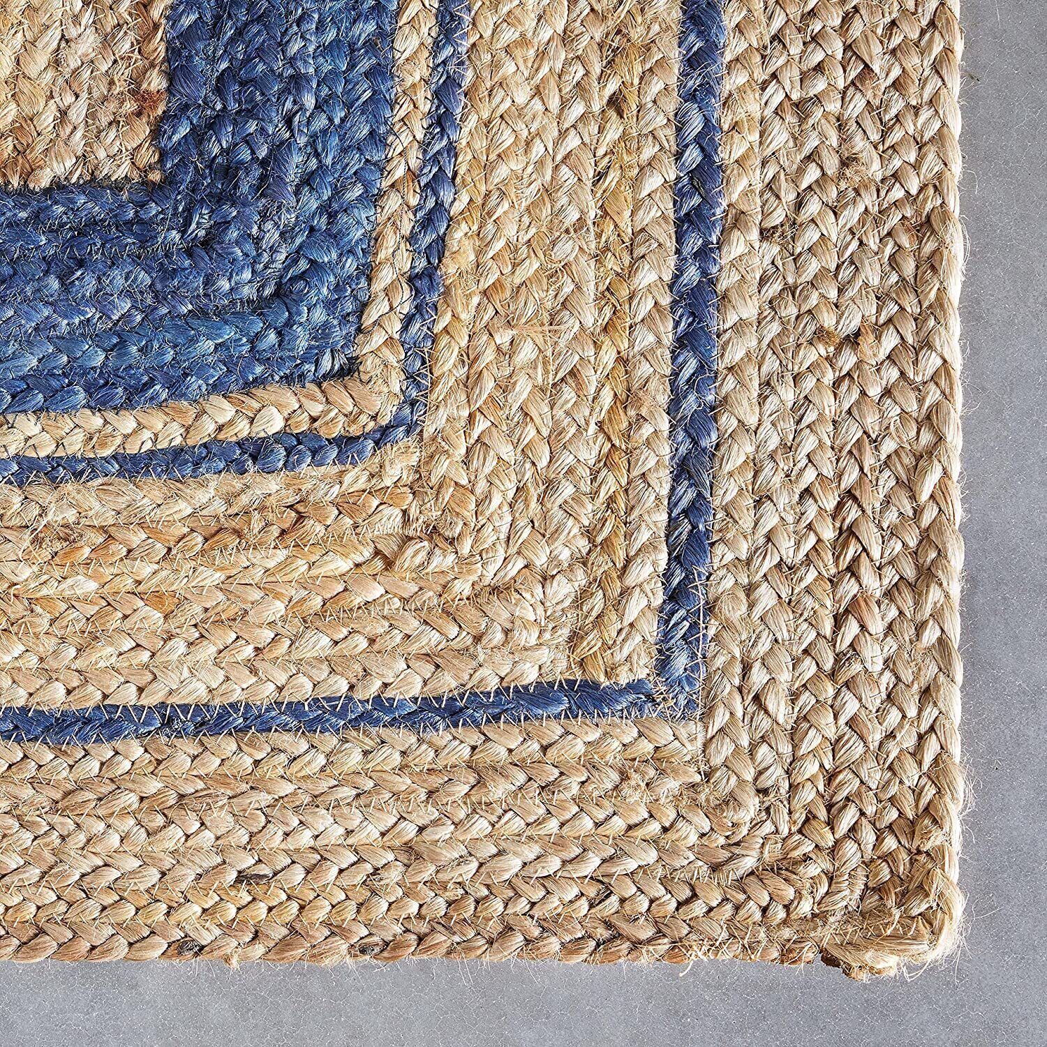 Handwoven Natural Jute Area Rug Rustic Farmhouse Decor