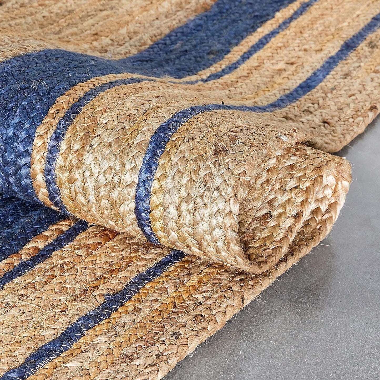 Handwoven Natural Jute Area Rug Rustic Farmhouse Decor