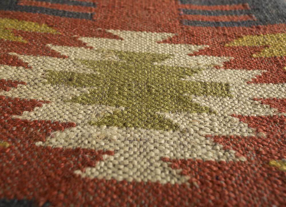 Wool Jute Rug Kilim Traditional Rustic Look Dhurrie Living Room Bedroom Carpet (KLM-20)