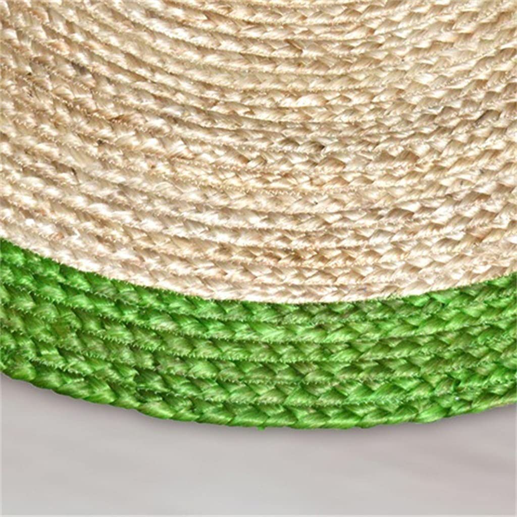 Ripaz Vogue - Tapis rond en jute tressé à la main aspect rustique beige avec bordure verte 
