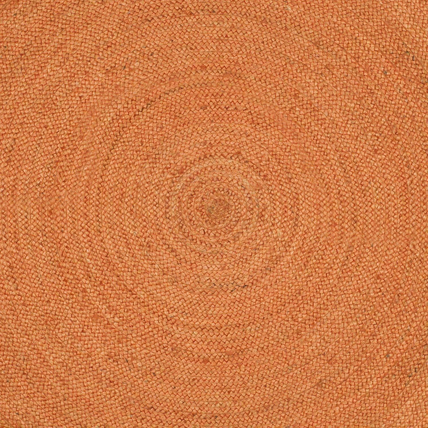 Ripaz Vogue - Tapis rond en jute tressé à la main aspect rustique orange avec bordure beige 