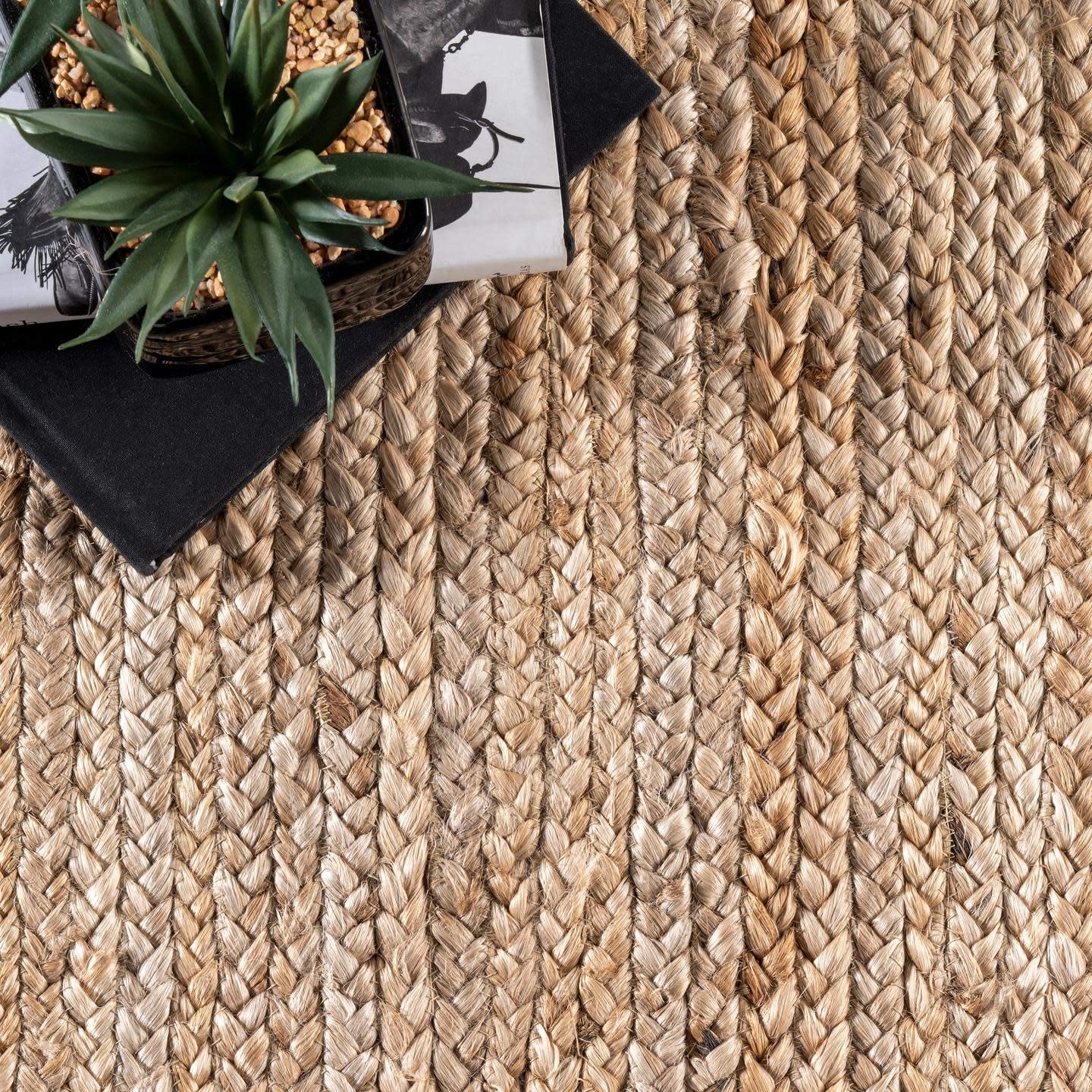 Jute-Teppich, rechteckig, handgeflochten, Bauernhaus-Jute-Teppich für Wohnzimmer, Flur, Schlafzimmer 