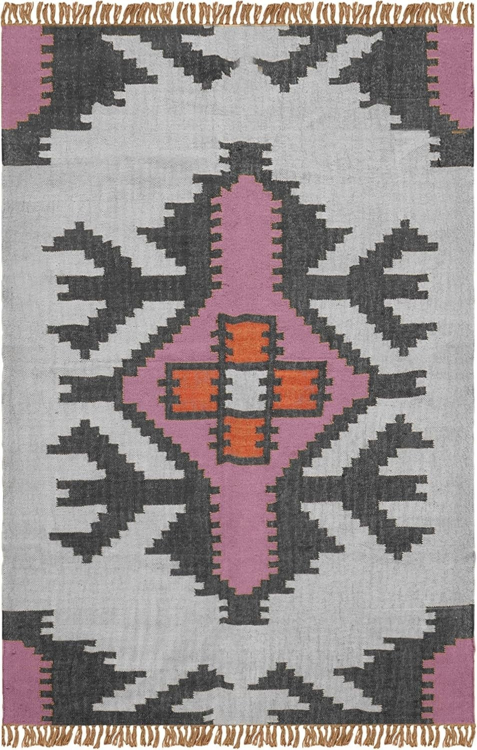 Wool Jute Rug Kilim Traditional Rustic Look Dhurrie Living Room Bedroom Carpet (KLM-22)